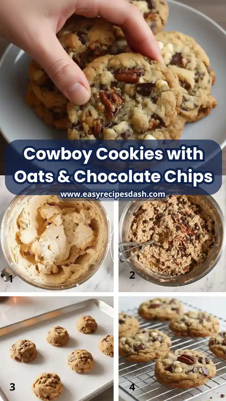 Laura Bush’s Cowboy Cookies stacked on a plate, golden and chewy award winning cookies inspired by Texas cowboy cookies and classic cowboy cookie recipes, perfect for a sweet afternoon snack.