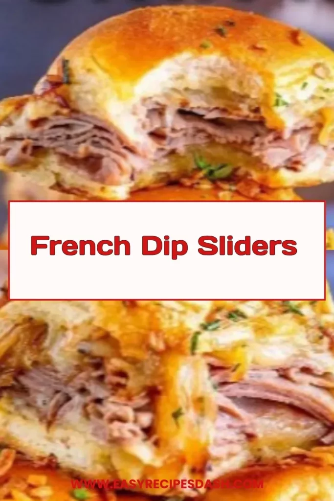 French Dip Sliders 2 Delicious homemade French Dip Sliders served with au jus for dipping.