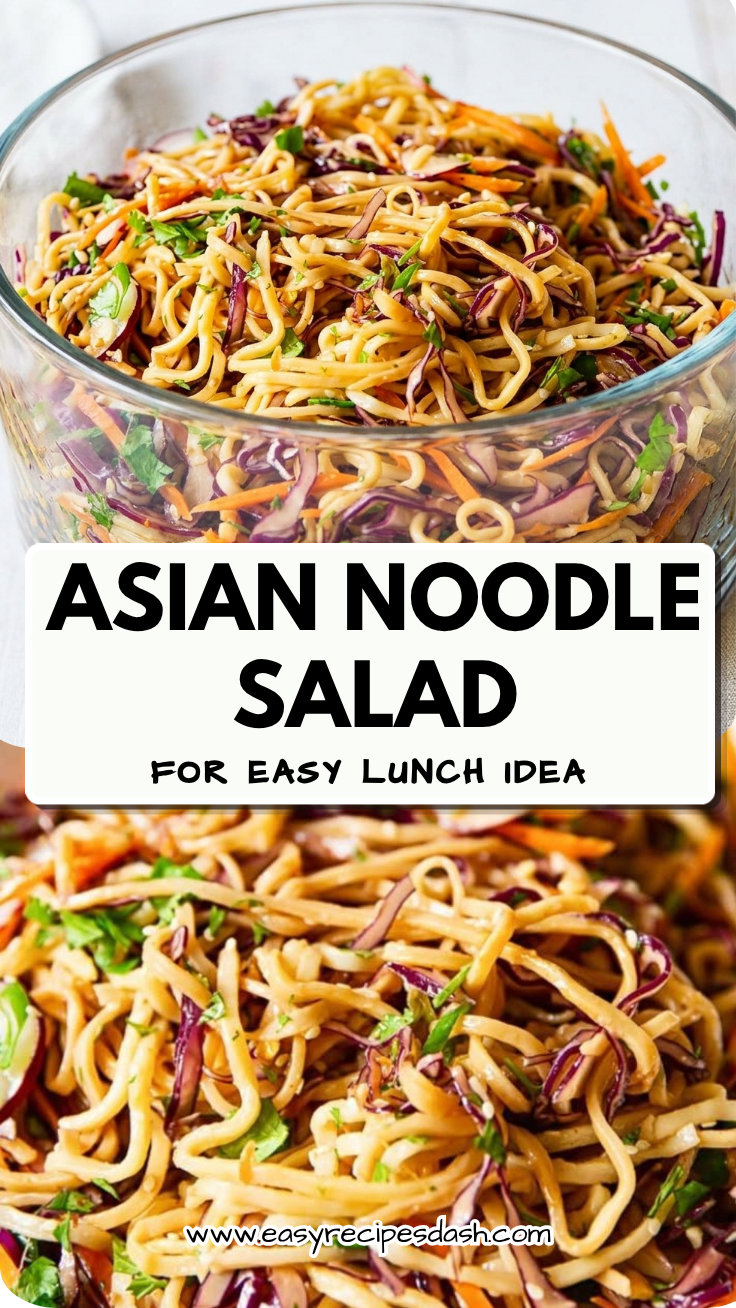 Asian Noodle Salad with rice noodles, colorful vegetables, fresh herbs, and sesame dressing served in a bowl for a healthy, refreshing meal.