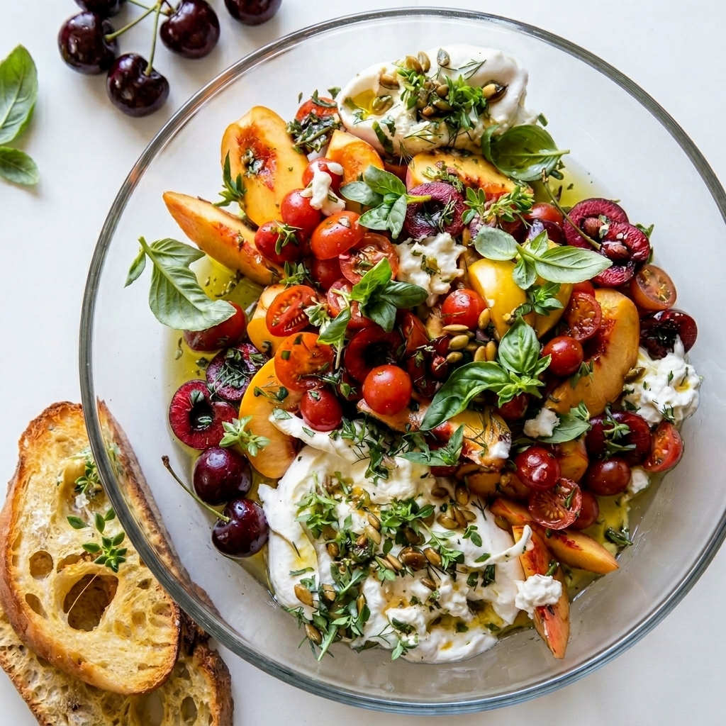 peach burrata salad
